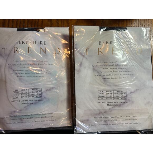 5 Berkshire Black Navy Patterned Pantyhose Hosiery Control Top SZ Tall A100952 - Picture 5 of 7